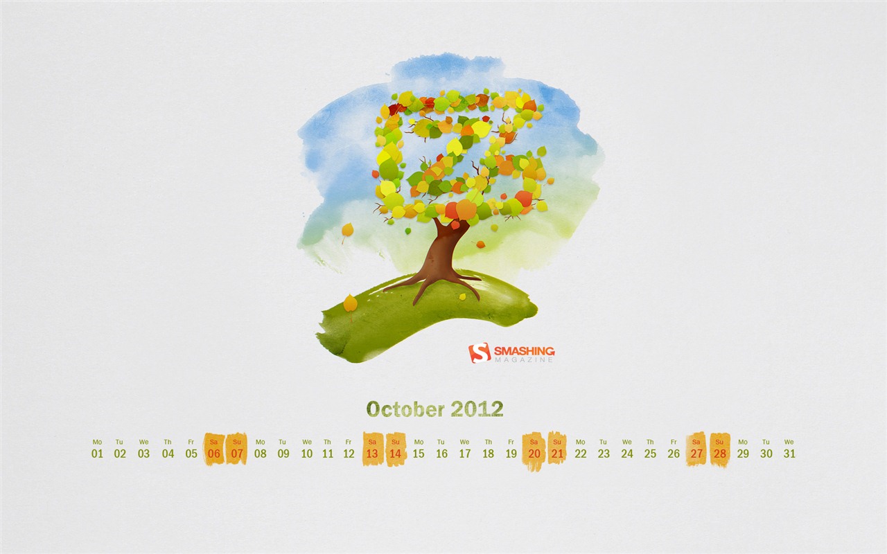 2012年10月カレンダー壁紙（2） #16 - 1280x800