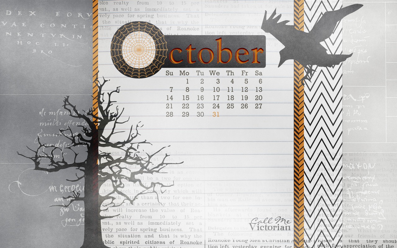 2012年10月カレンダー壁紙（2） #18 - 1280x800