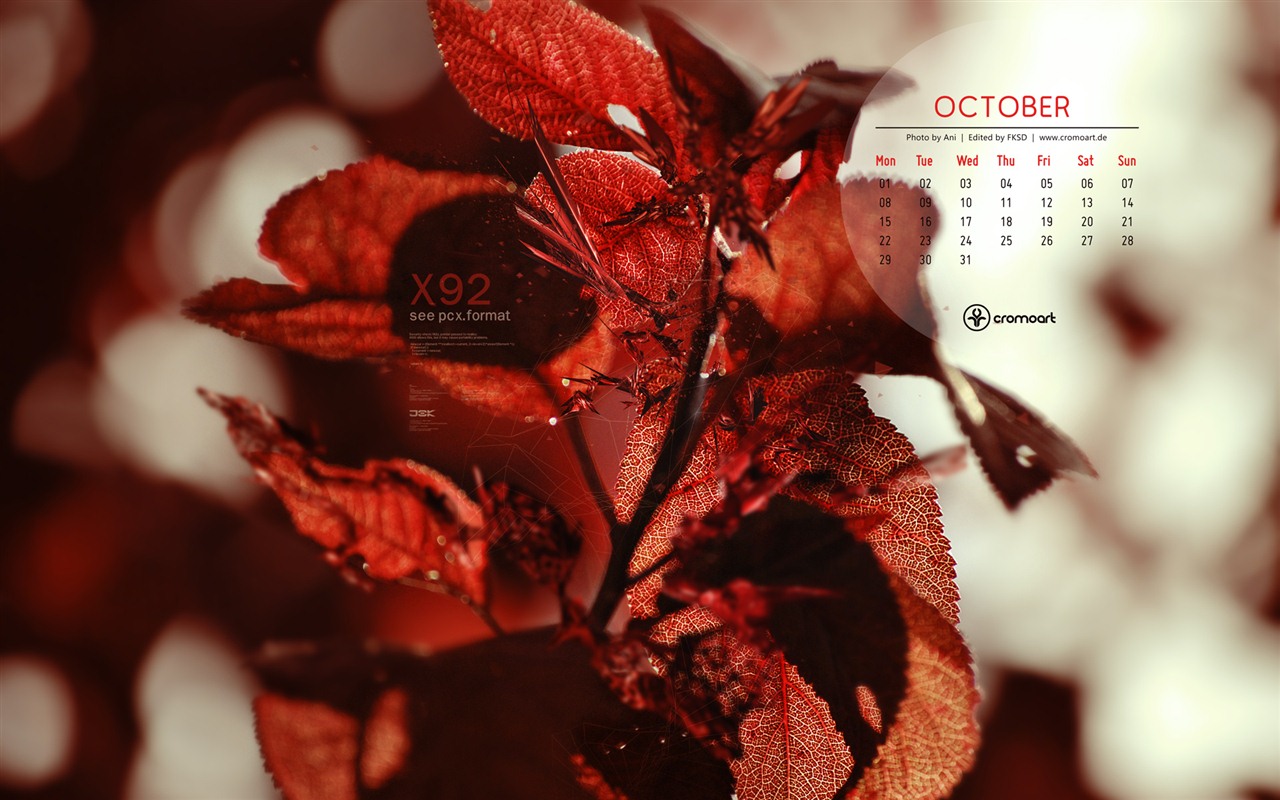 Oktober 2012 Kalender Wallpaper (2) #20 - 1280x800