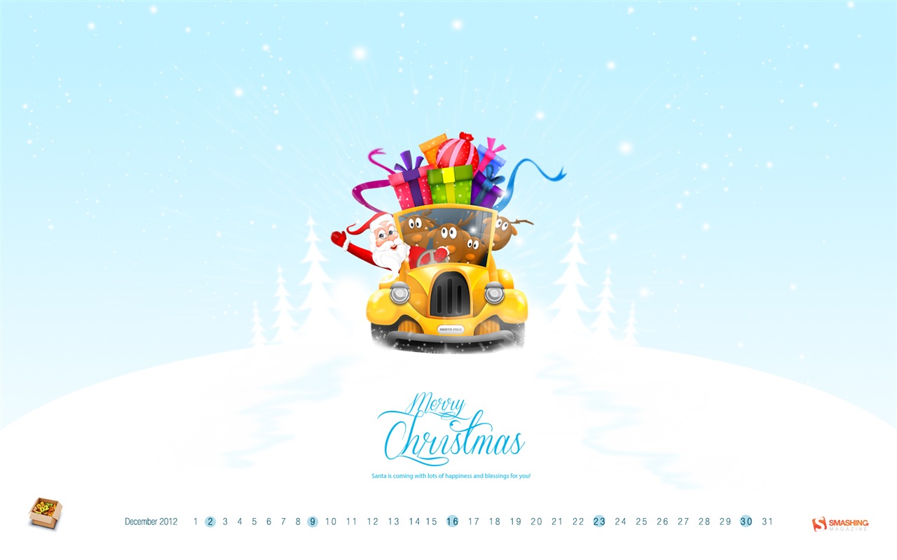 Dezember 2012 Kalender Wallpaper (2) #7 - 1280x800