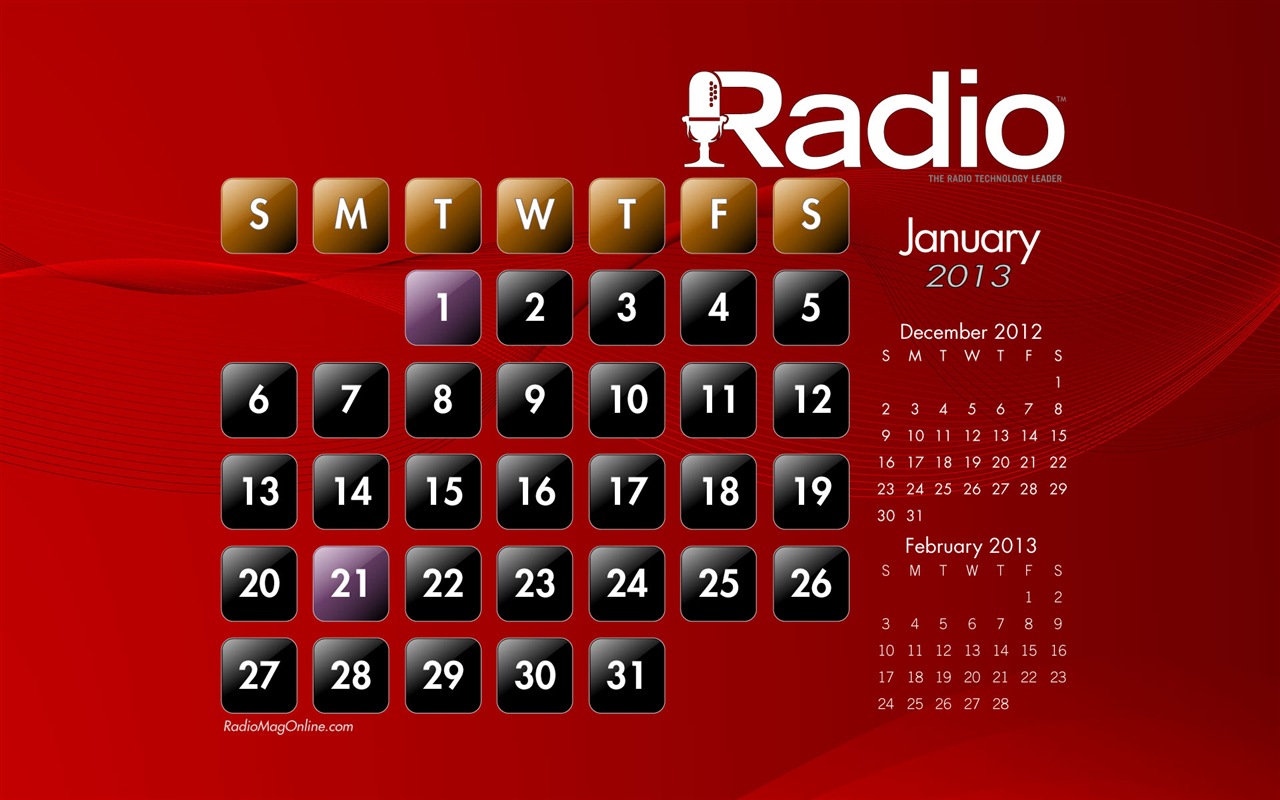 January 2013 Calendar wallpaper (1) #7 - 1280x800