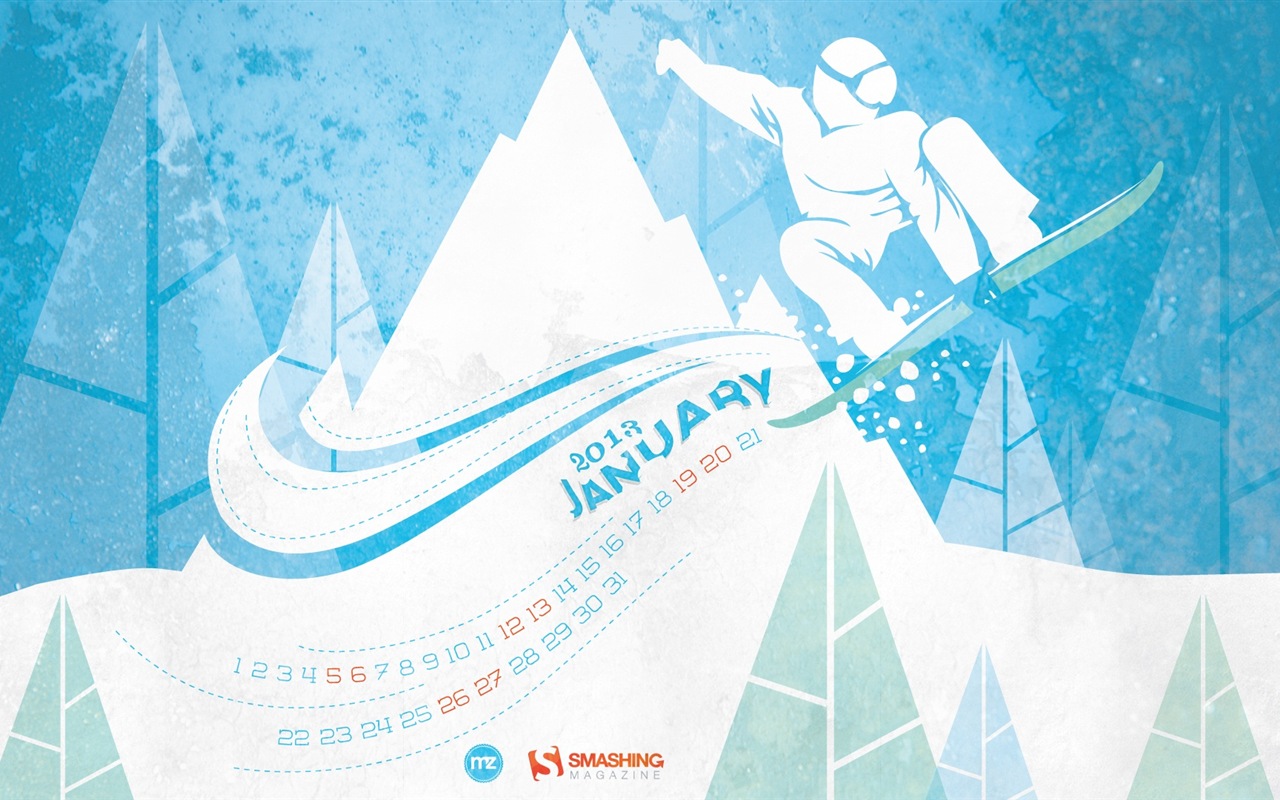 Januar 2013 Kalender Wallpaper (2) #5 - 1280x800