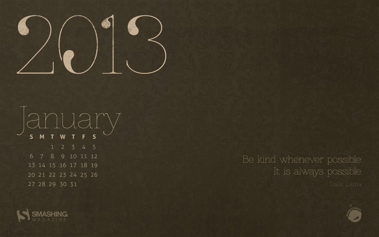 Janvier 2013 Calendrier fond d'écran (2) #7 - 1280x800