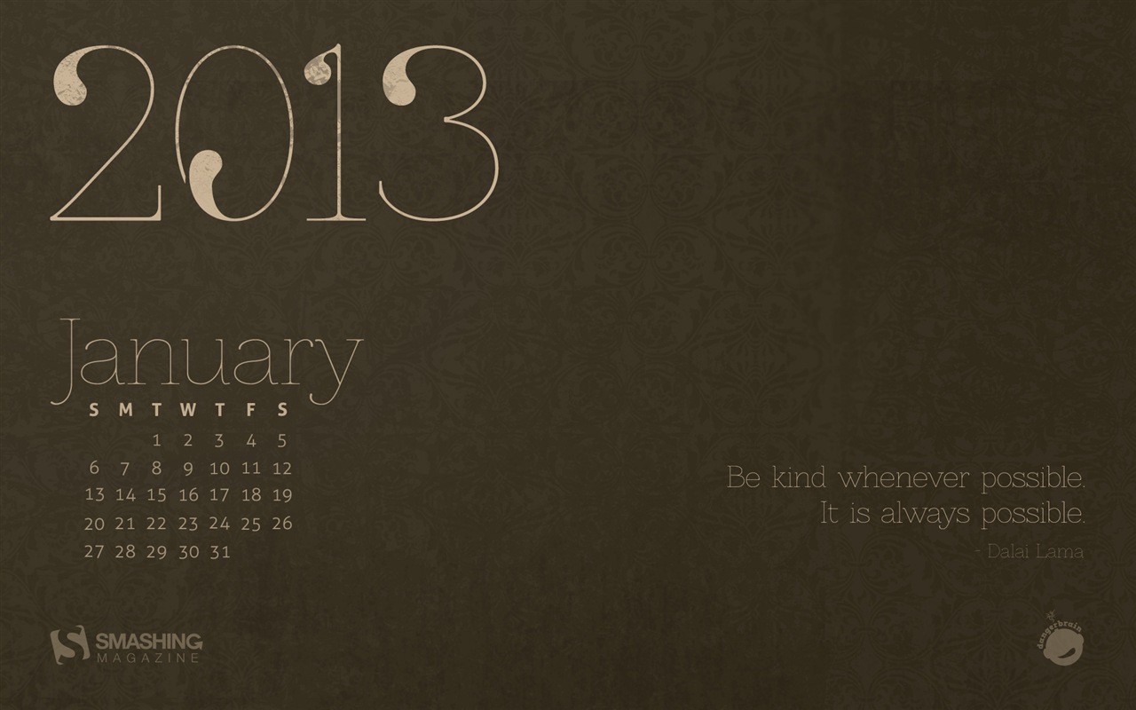 2013年1月 月曆壁紙(二) #7 - 1280x800