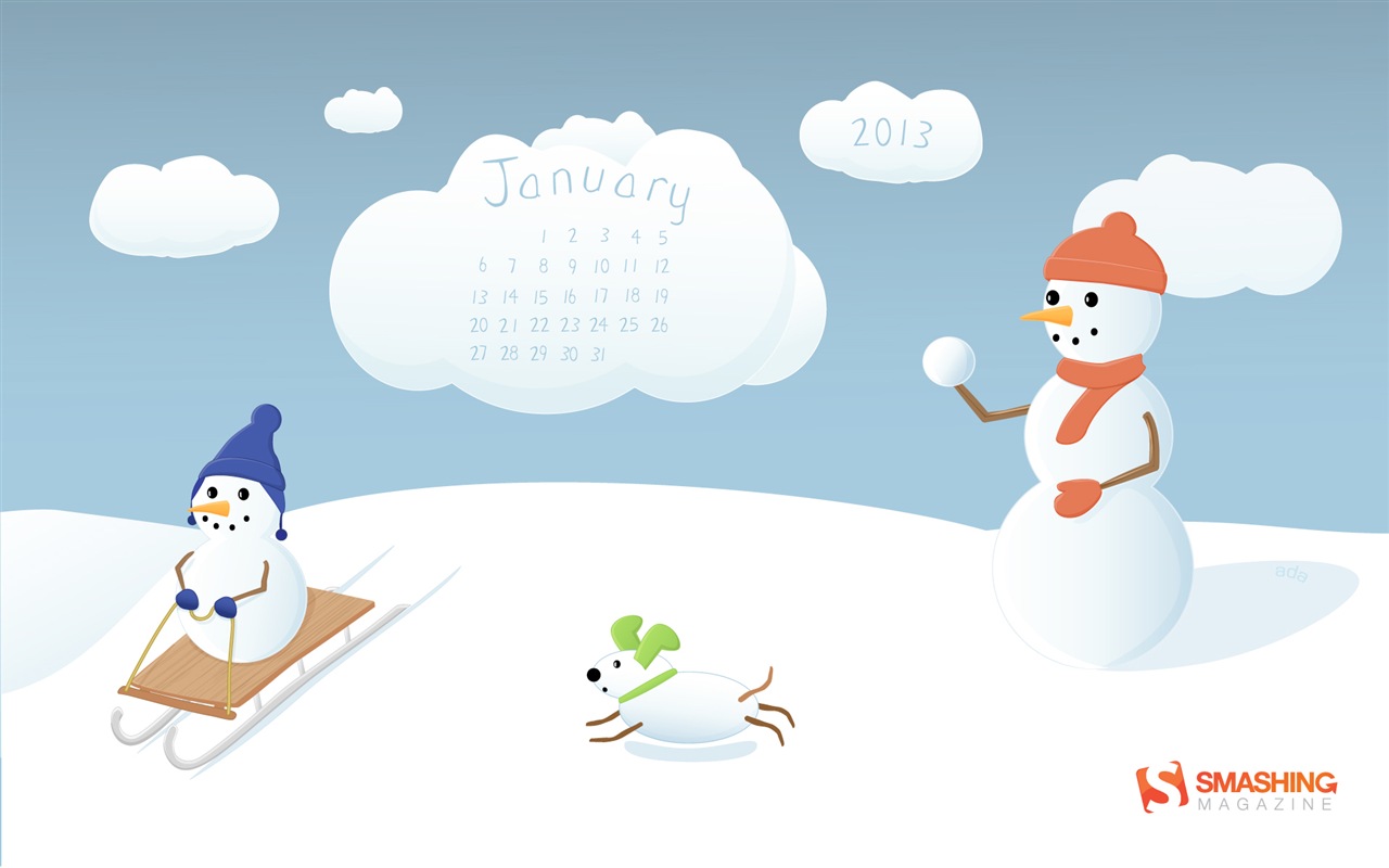 Januar 2013 Kalender Wallpaper (2) #11 - 1280x800