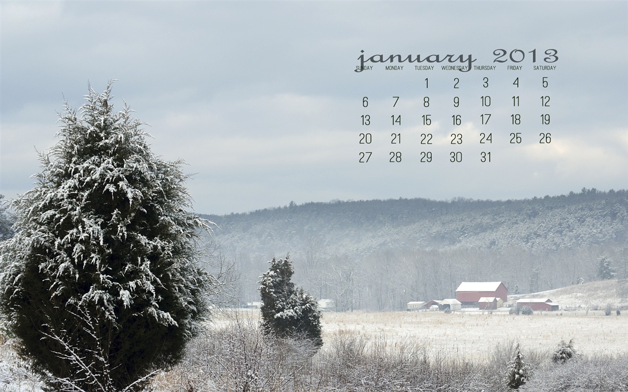Janvier 2013 Calendrier fond d'écran (2) #15 - 1280x800