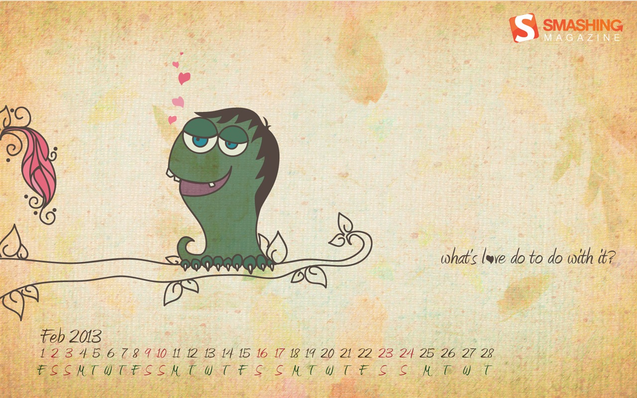 February 2013 Calendar wallpaper (1) #13 - 1280x800