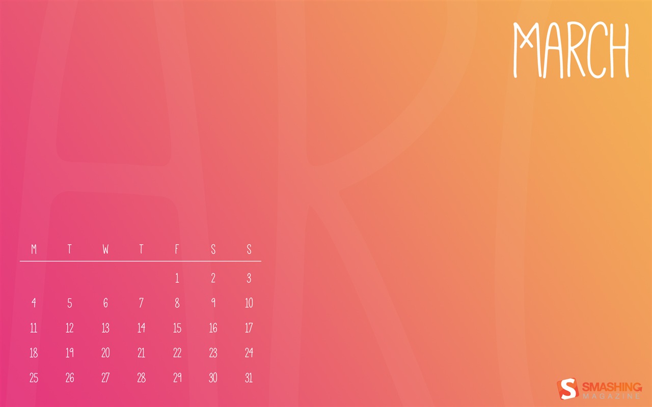 März 2013 Kalender Wallpaper (1) #13 - 1280x800