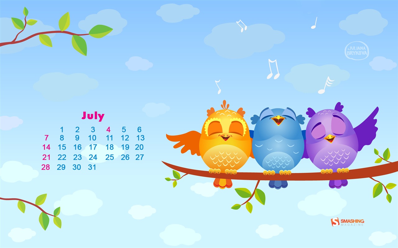 2013年7月 月曆壁紙(一) #14 - 1280x800