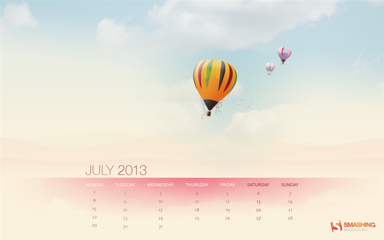 Juli 2013 Kalender Wallpaper (1) #18 - 1280x800