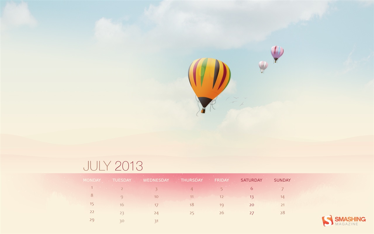 2013年7月 月曆壁紙(一) #18 - 1280x800