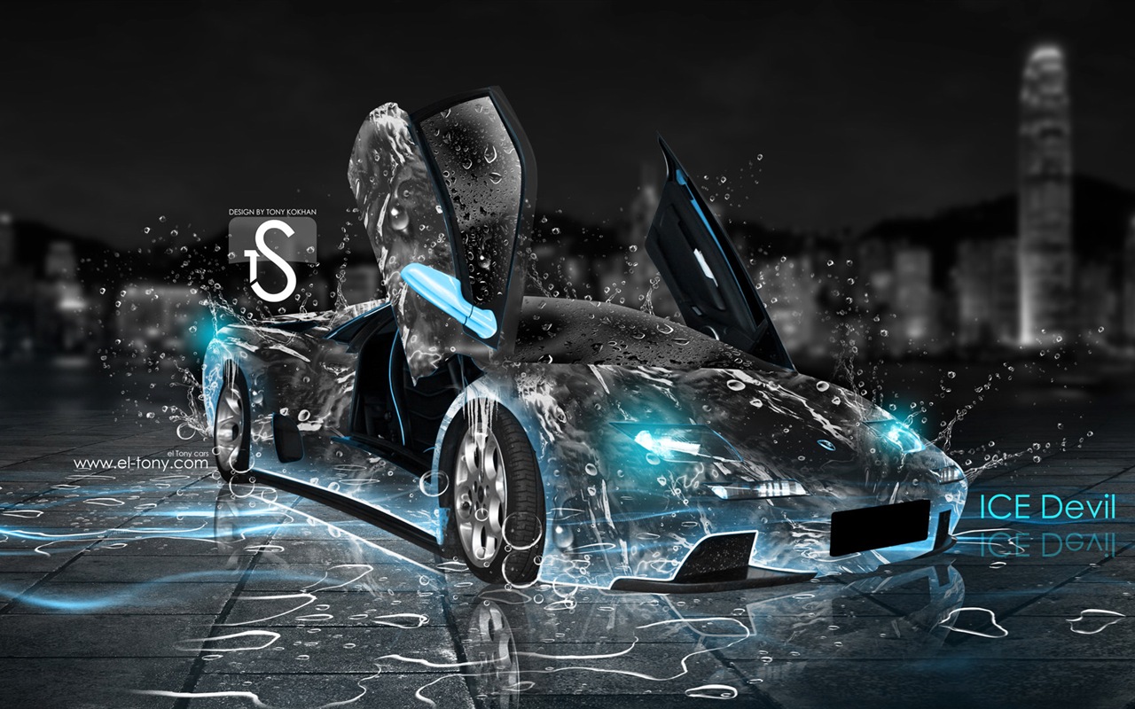 Kapky vody stříkající, krásné auto kreativní design tapety #1 - 1280x800