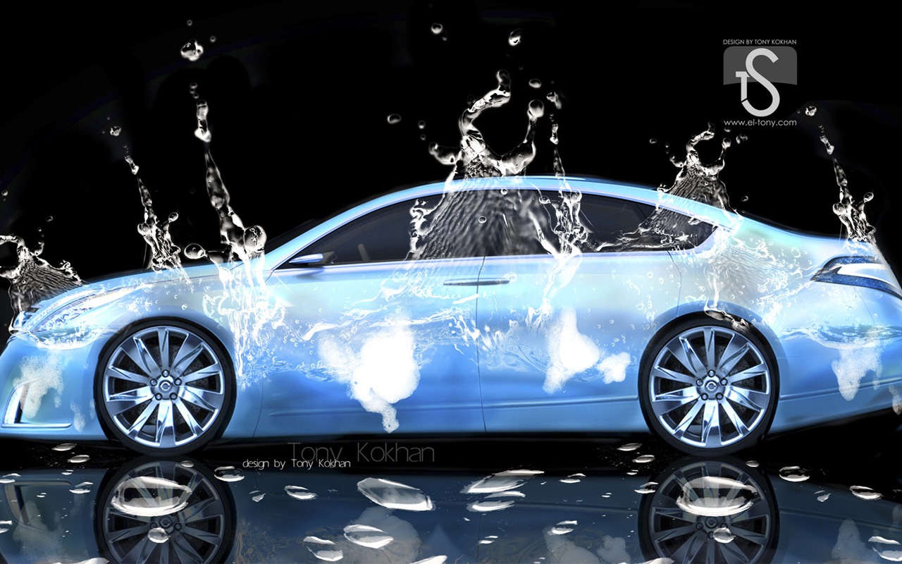 물 방울 스플래시, 아름다운 차 크리 에이 티브 디자인 배경 화면 #4 - 1280x800