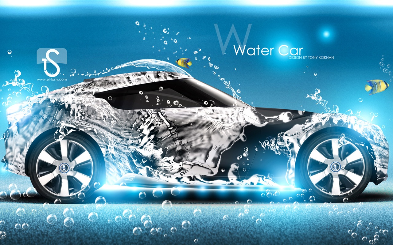 Les gouttes d'eau splash, beau fond d'écran de conception créative de voiture #5 - 1280x800