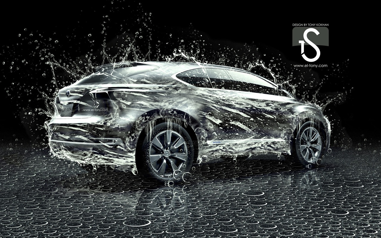Kapky vody stříkající, krásné auto kreativní design tapety #8 - 1280x800