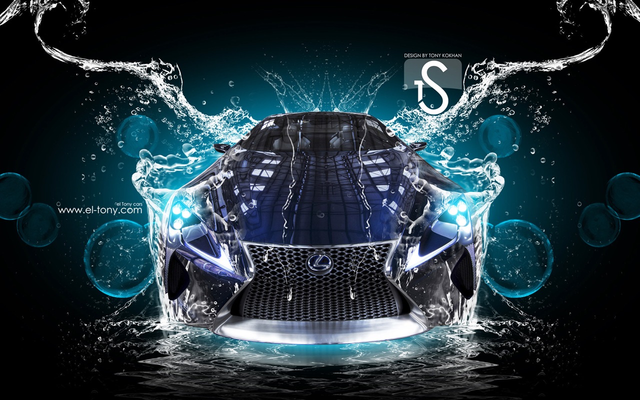 Kapky vody stříkající, krásné auto kreativní design tapety #14 - 1280x800