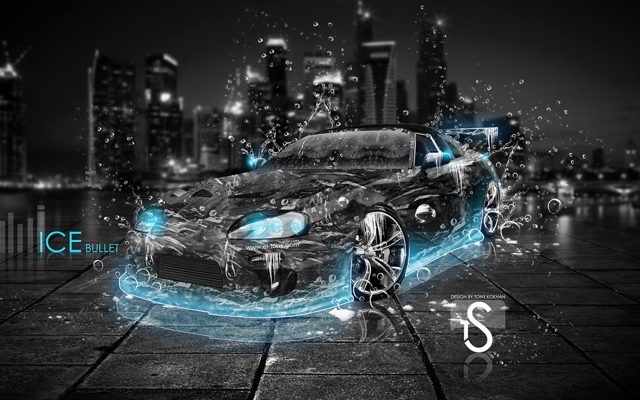 Kapky vody stříkající, krásné auto kreativní design tapety #18 - 1280x800