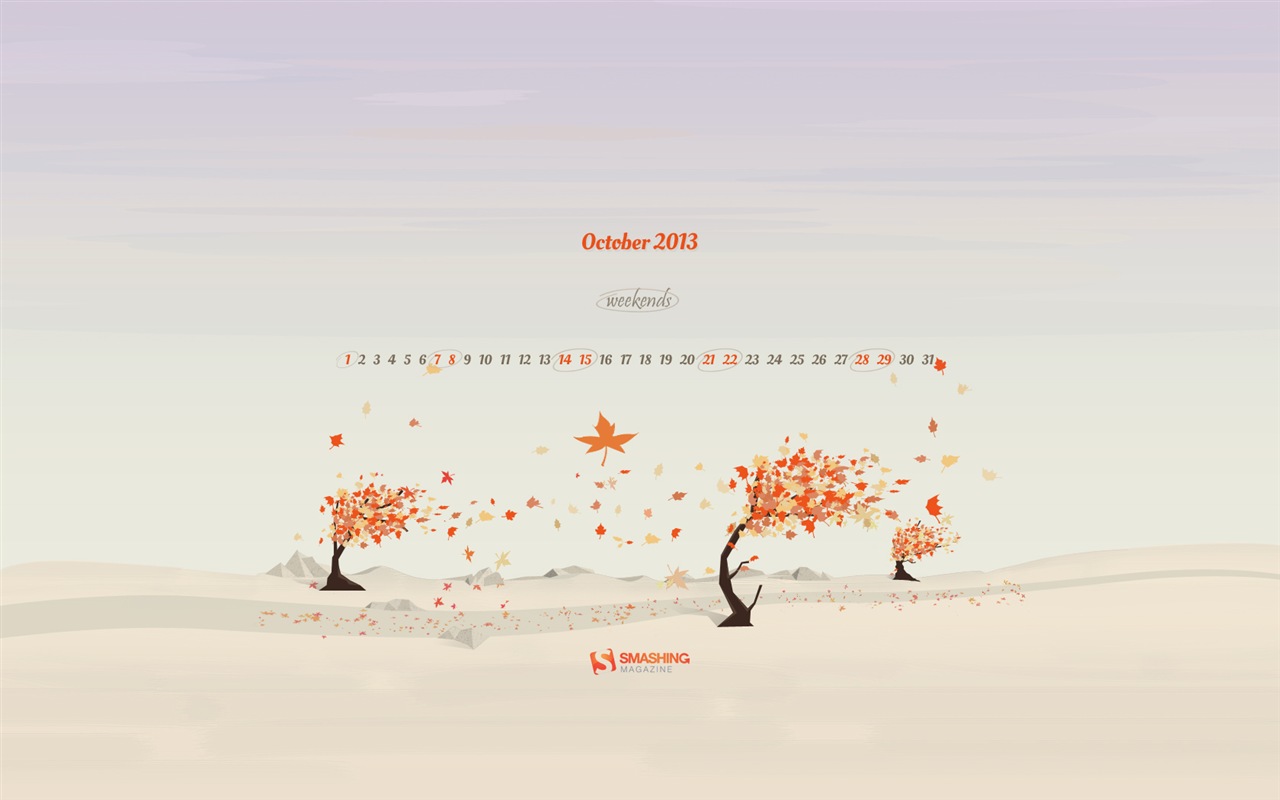2013年10月カレンダー壁紙（2） #10 - 1280x800