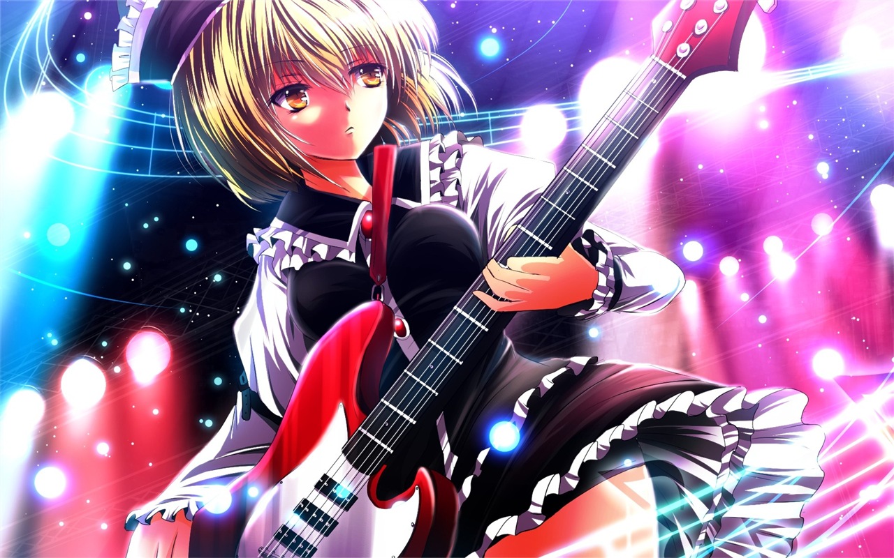 Hudební kytara Anime girl HD tapety na plochu #1 - 1280x800