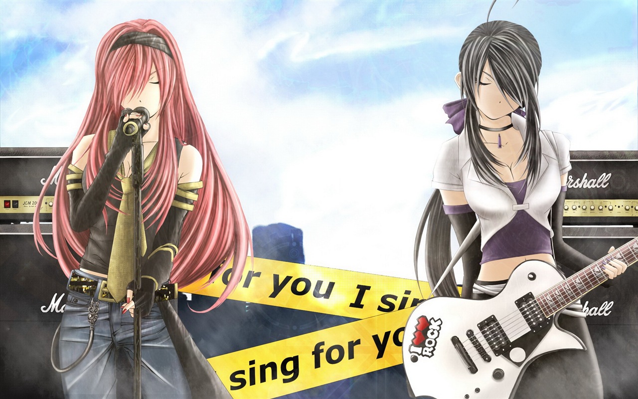 Hudební kytara Anime girl HD tapety na plochu #3 - 1280x800