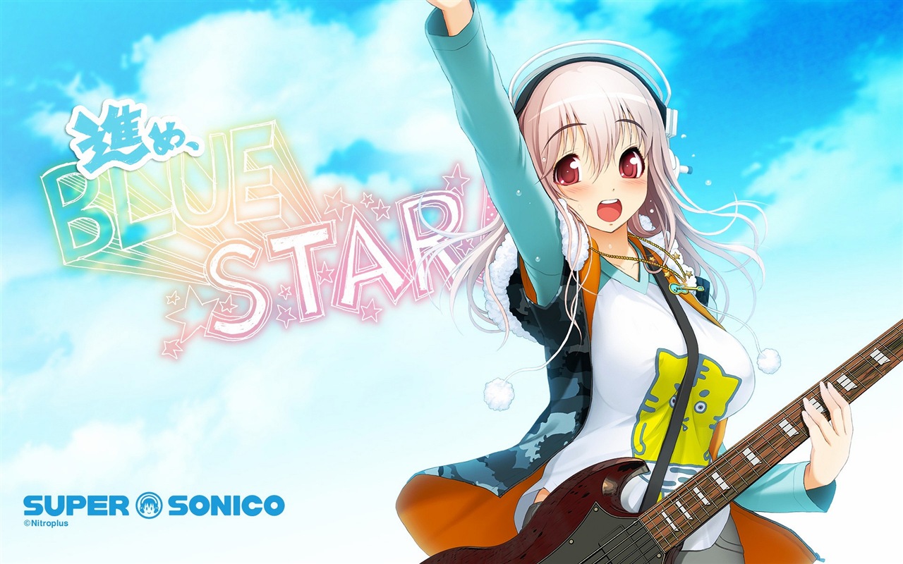 Hudební kytara Anime girl HD tapety na plochu #11 - 1280x800