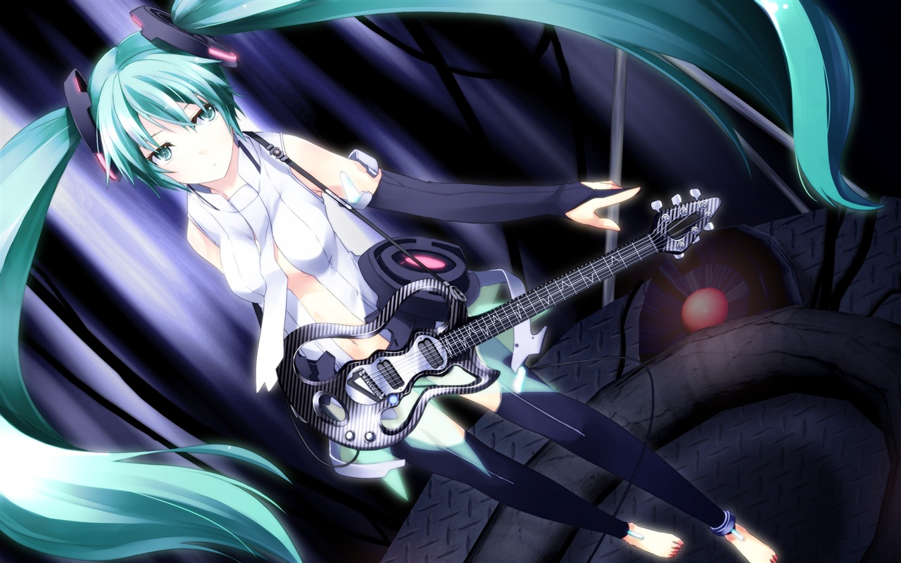 Hudební kytara Anime girl HD tapety na plochu #12 - 1280x800