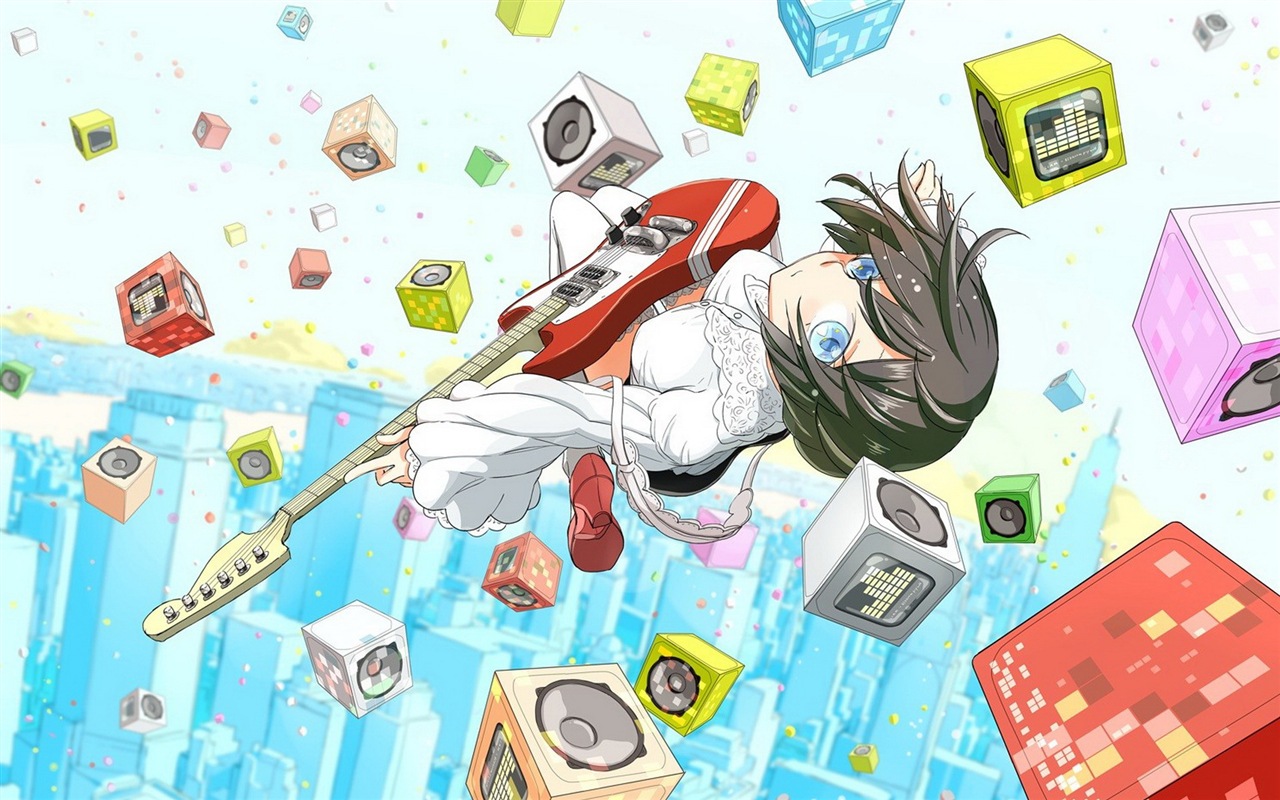 Hudební kytara Anime girl HD tapety na plochu #13 - 1280x800