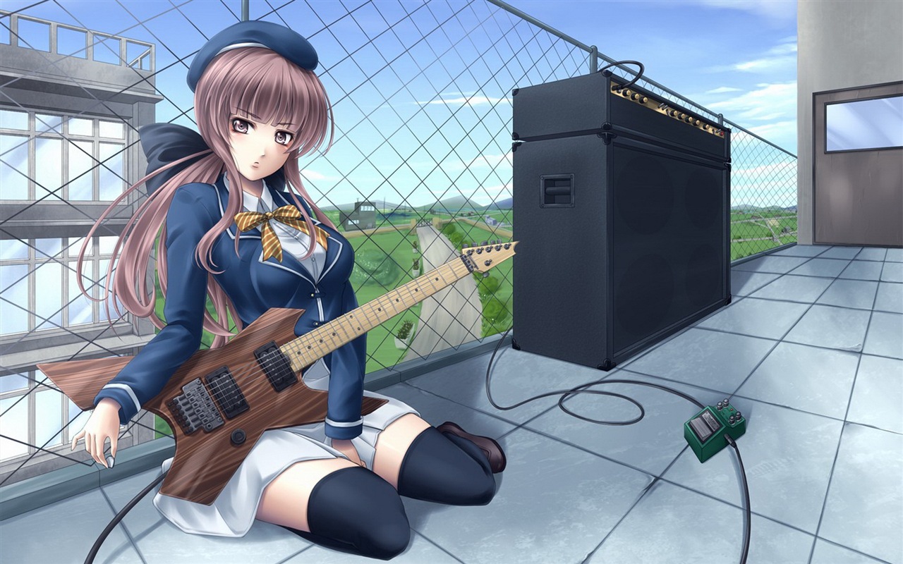 Hudební kytara Anime girl HD tapety na plochu #17 - 1280x800