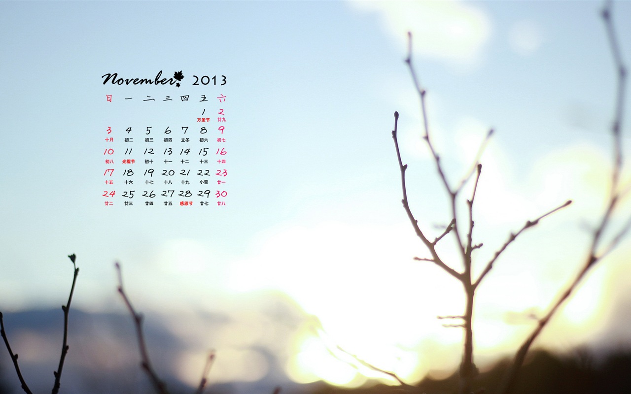 November 2013 Calendar wallpaper (1) #17 - 1280x800