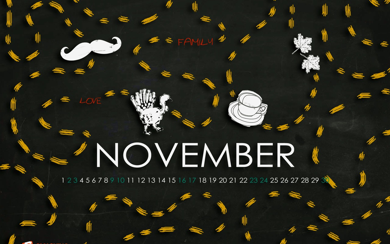 Novembre 2013 Calendar Wallpaper (2) #10 - 1280x800