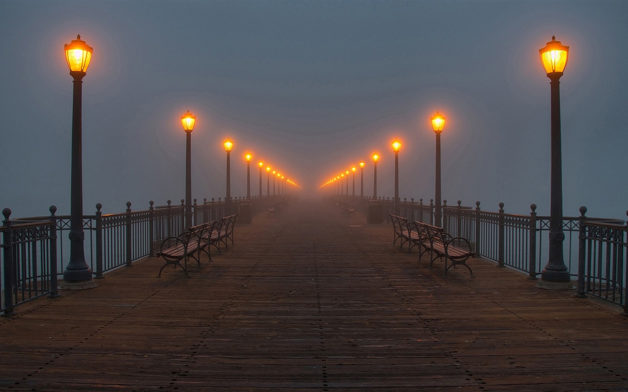 Coast pier at dusk scenery HD wallpaper #10 - 1280x800