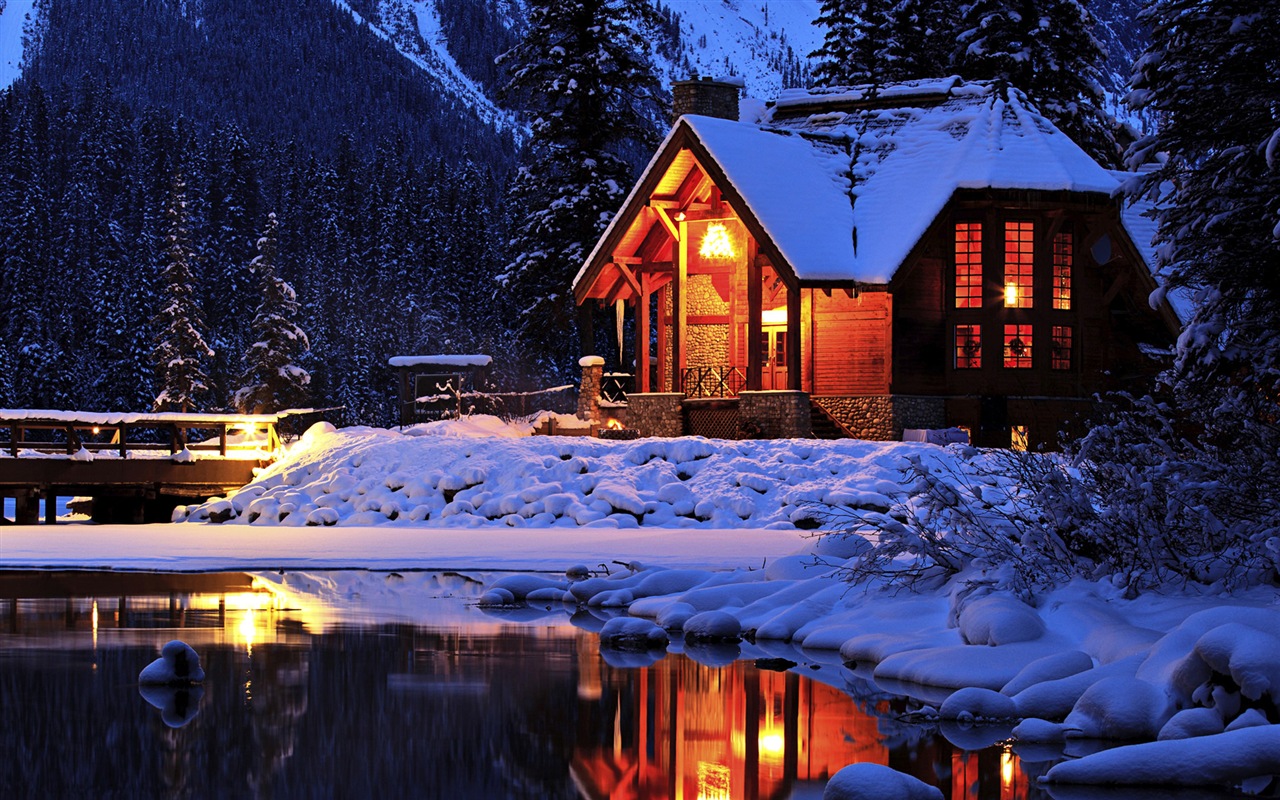 Windows 8 Theme HD Wallpapers: Nieve del invierno noche #1 - 1280x800