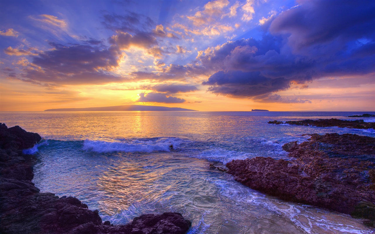 Windows 8 主題壁紙：海灘的日出日落美景 #2 - 1280x800