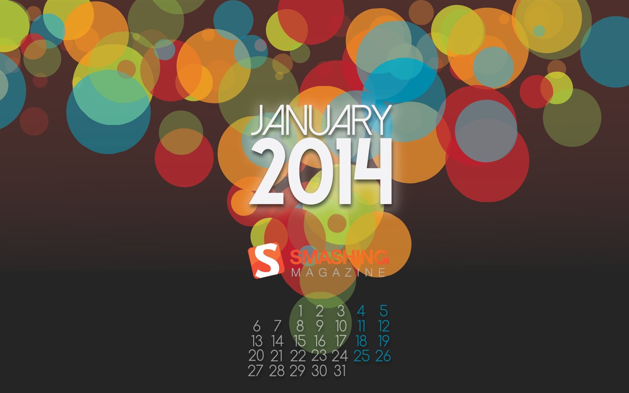 2014年1月カレンダー壁紙（1） #18 - 1280x800