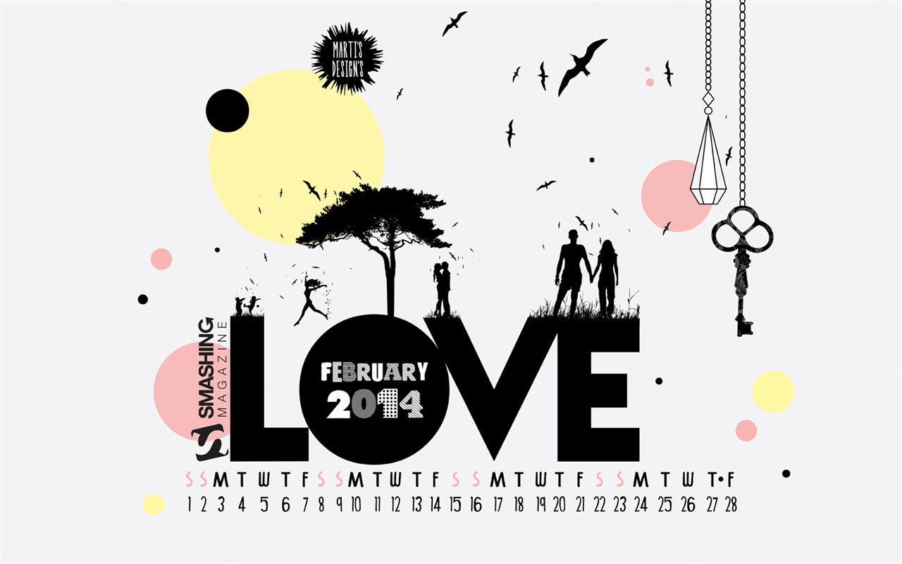 February 2014 Calendar wallpaper (2) #4 - 1280x800