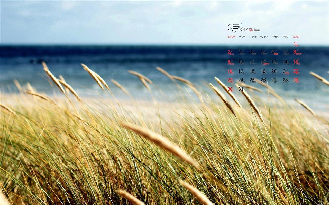 2014年3月 月曆壁紙(一) #5 - 1280x800