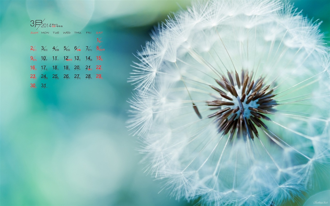 2014年3月 月曆壁紙(一) #8 - 1280x800