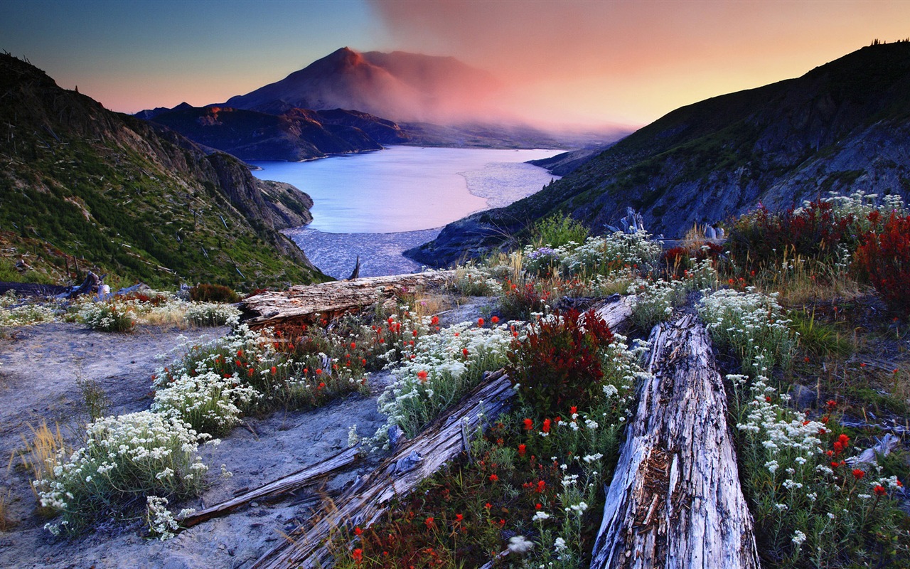 火山湖泊風景 高清壁紙 #10 - 1280x800