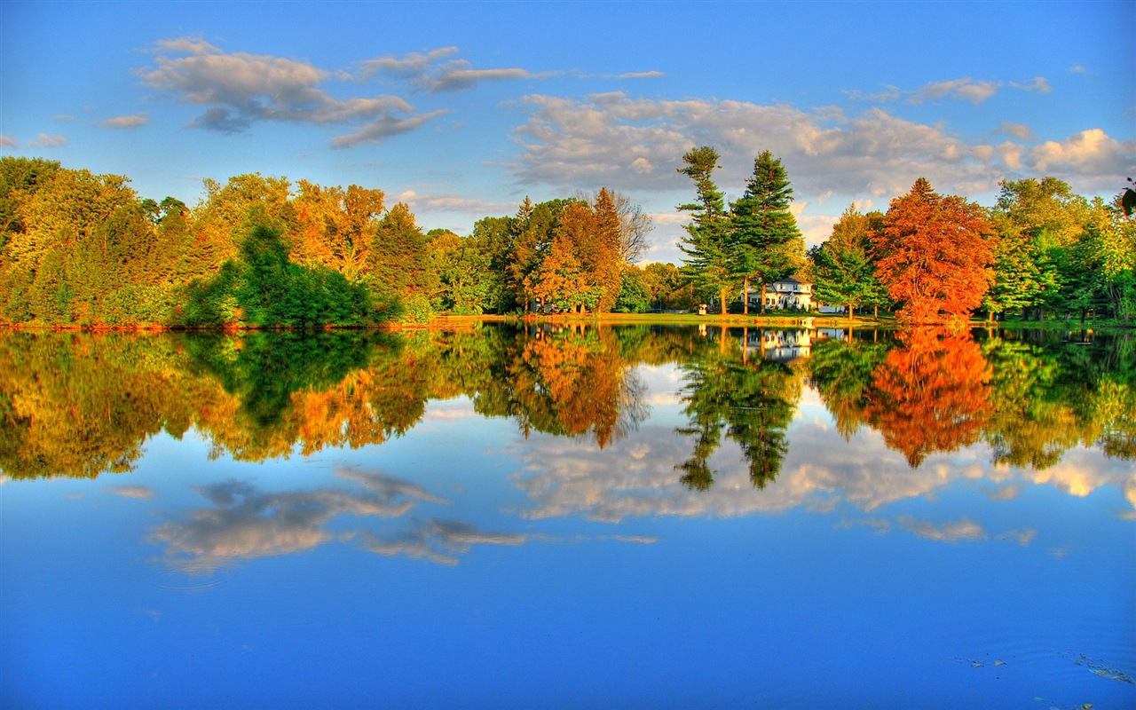 Voda a stromy v podzimních HD tapety na plochu #10 - 1280x800