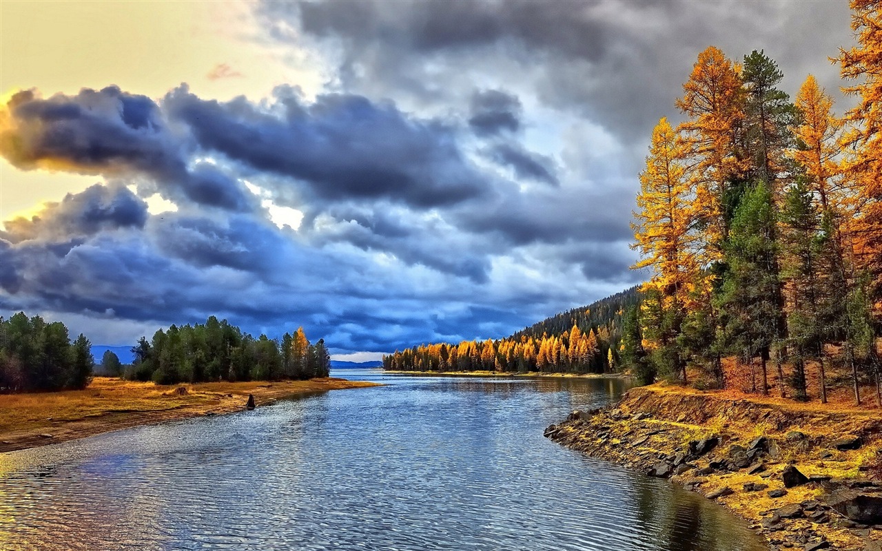 Water and trees in autumn HD wallpapers #14 - 1280x800