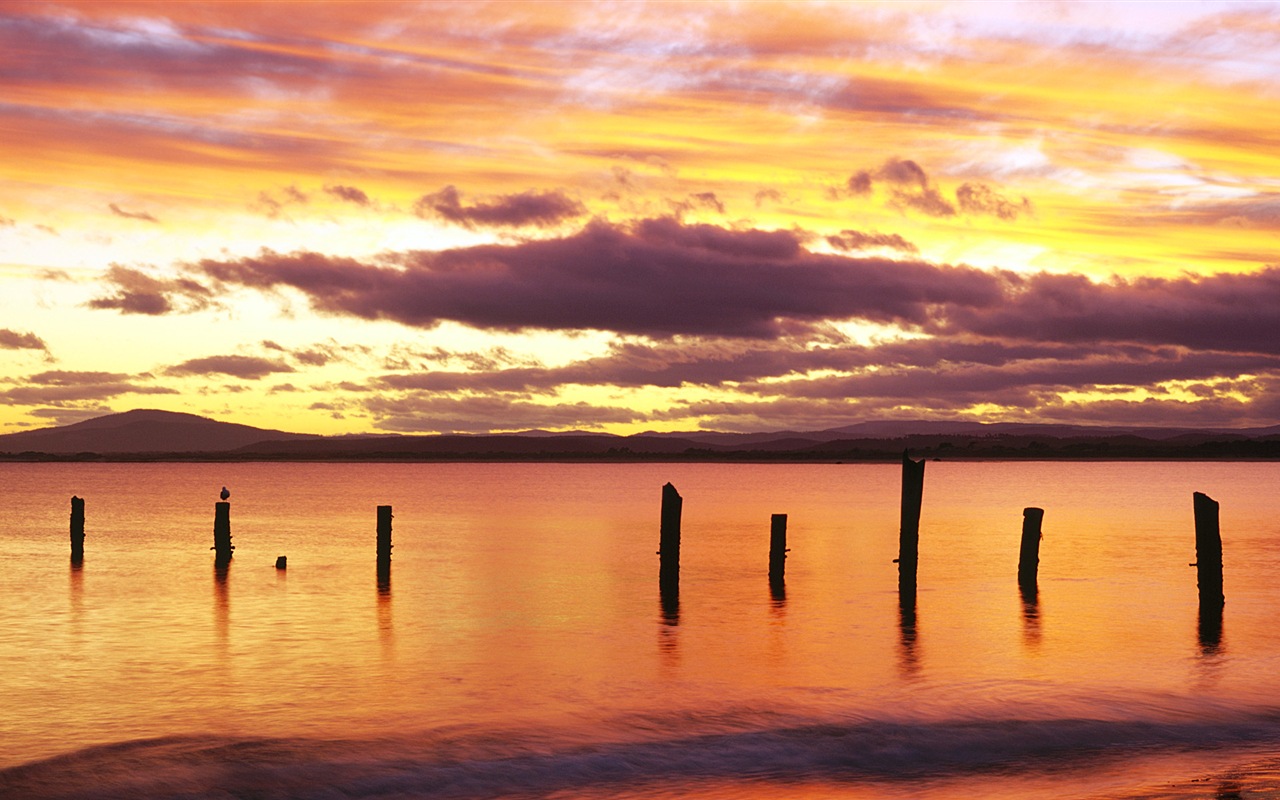 美しいビーチの夕日、Windows 8のパノラマワイドスクリーンの壁紙 #7 - 1280x800
