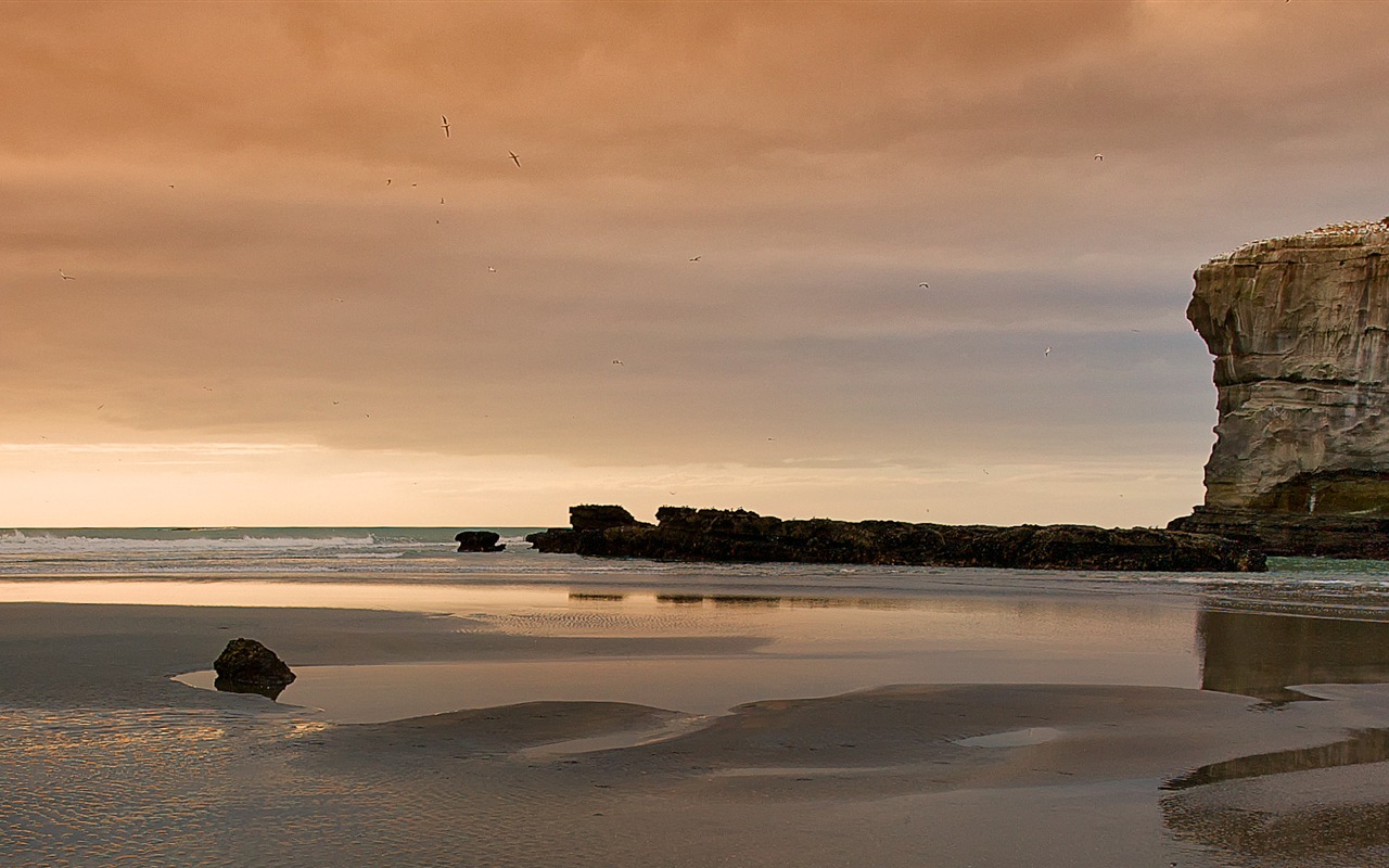 Schöner Strand Sonnenuntergang, Windows 8 Panorama-Widescreen-Wallpaper #9 - 1280x800