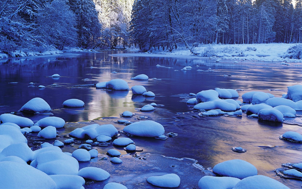 寒冷冬天美麗的雪景，Windows 8 全景寬屏壁紙 #3 - 1280x800