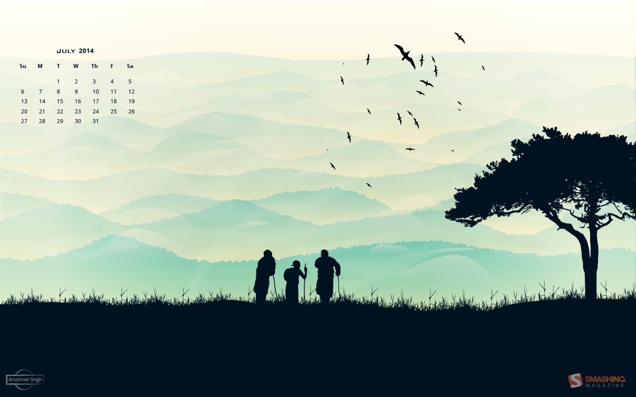 2014年7月 月曆壁紙(一) #8 - 1280x800