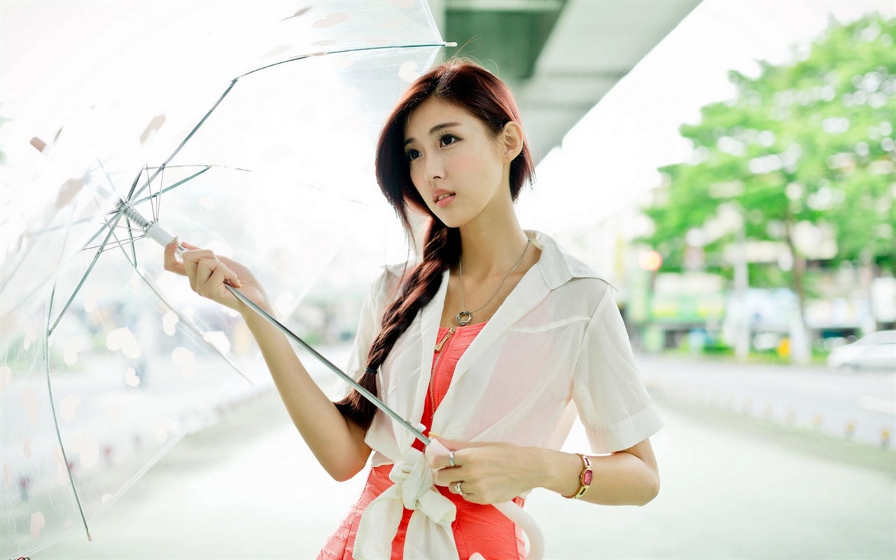 Rainy day pure girl HD wallpaper #11 - 1280x800