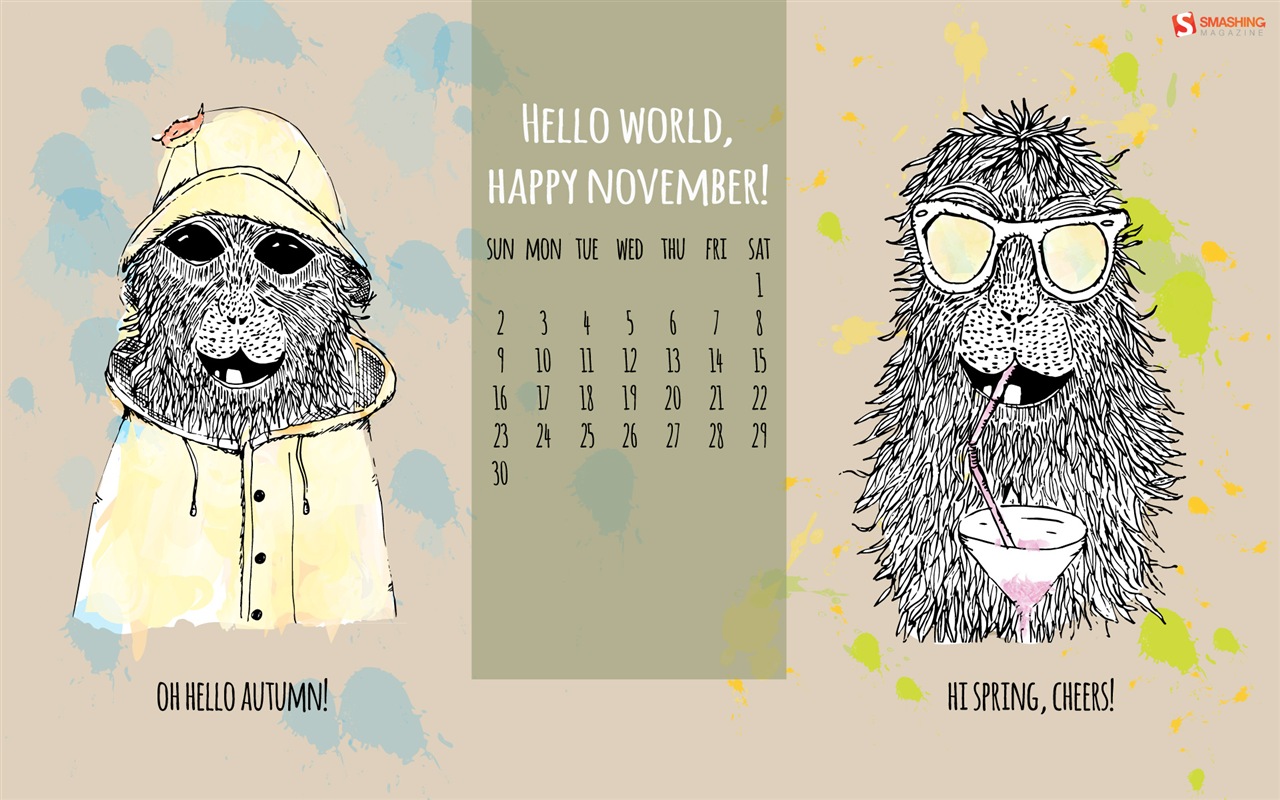 2014년 11월 캘린더 벽지 (1)Novembre Déc 2014 Calendrier fond d'écran (2) #9 - 1280x800