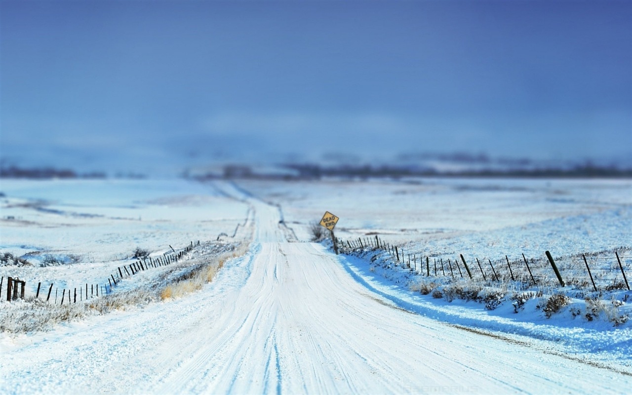 Zima, sníh, hory, jezera, stromy, silnice HD tapety na plochu #2 - 1280x800