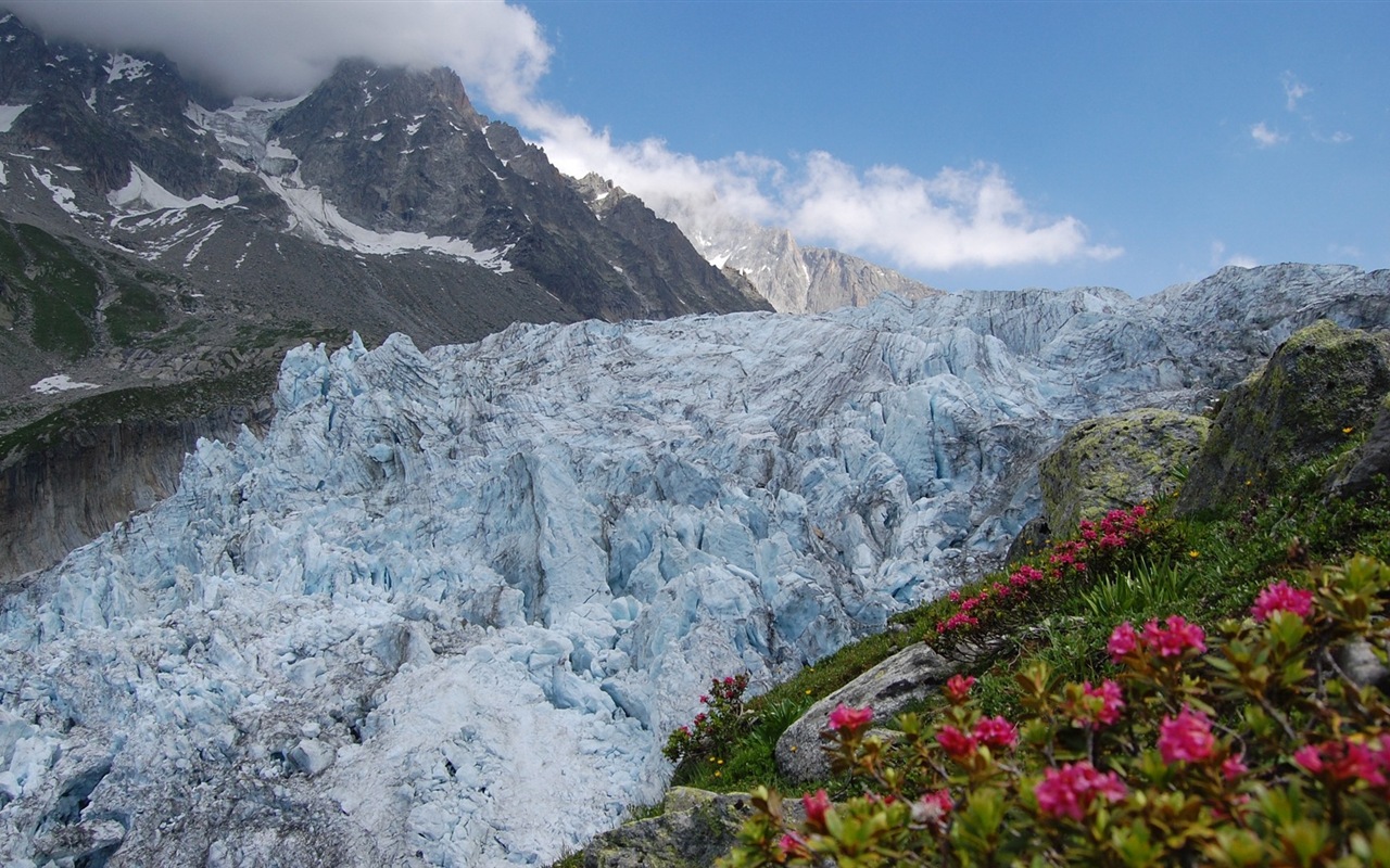 冬天的雪景，山，湖，树木，道路 高清壁纸20 - 1280x800