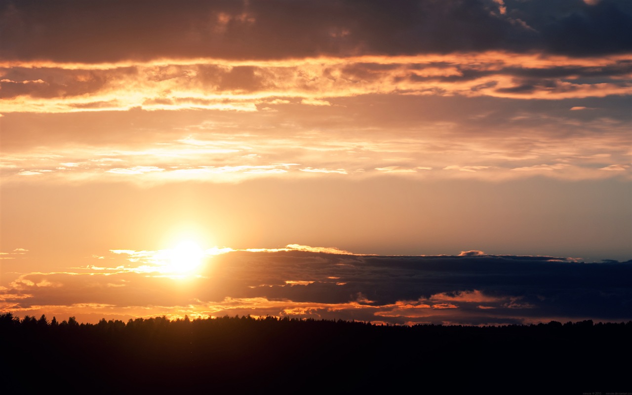 夕阳，蓝天，大海，自然风景 高清壁纸4 - 1280x800