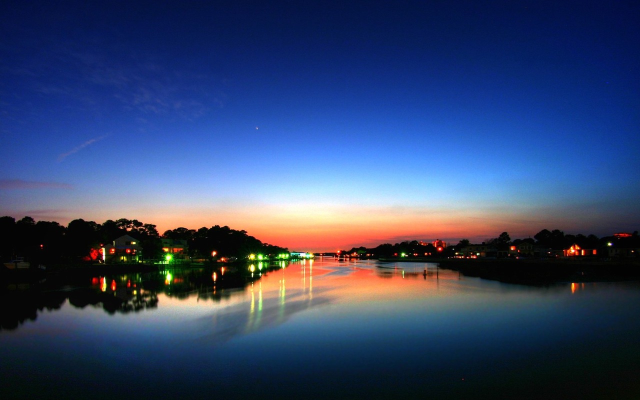 夕阳，蓝天，大海，自然风景 高清壁纸10 - 1280x800